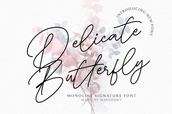 Delicate Butterfly: Where Monoline Script Meets Handwritten Charm